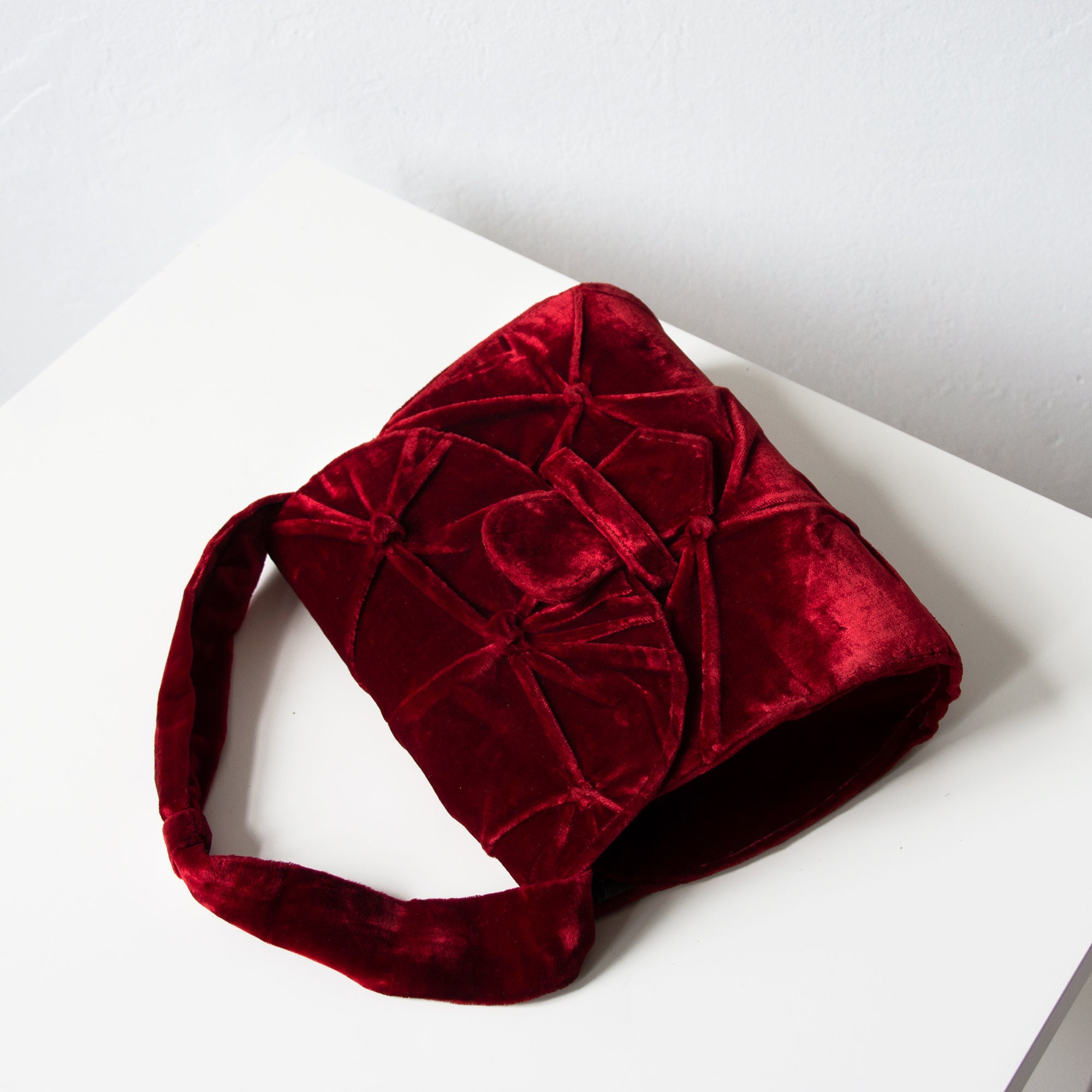 Vintage Red Velvet Handbag Etsy
