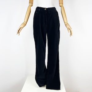 Vintage LAURA ASHLEY Black Velvet Trousers, High waist Black velvet pants