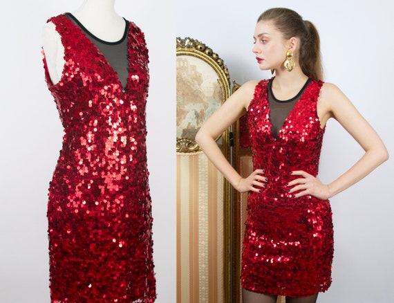 red sequin christmas dress