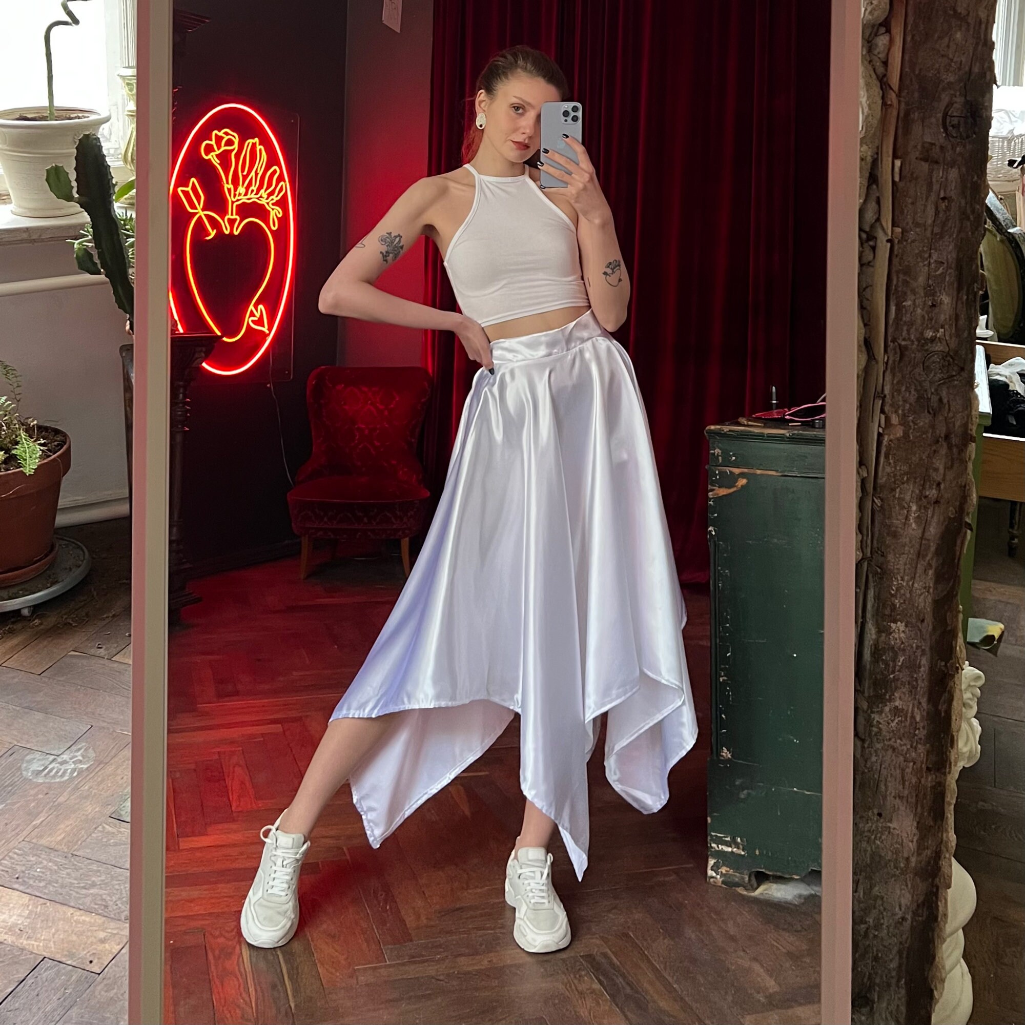 レースウエストvintage satinスカート