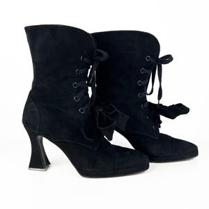 1994 CHANEL boots, Rare vintage Documented Victorian Style Suede boots by Chanel Fall 1994, EU 39, US 8.5