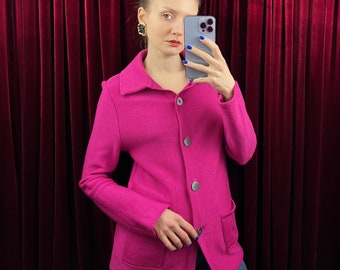 Vintage Pink Wool Cardigan, Cardigan Sweater