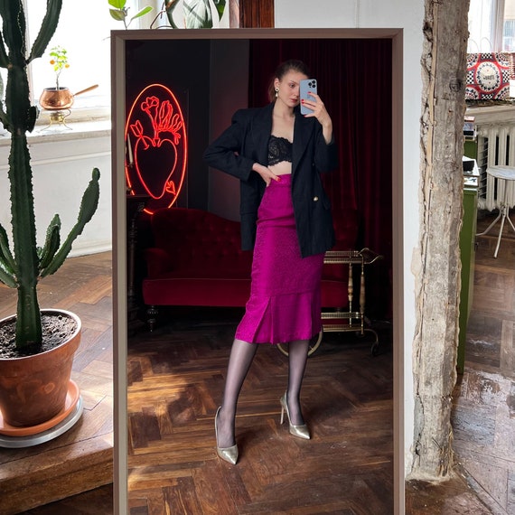 Pink pencil silk skirt cheap