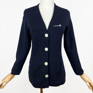 Vintage FINNAIR Cardigan, 100% wool Navy Blue Cardigan Sweater