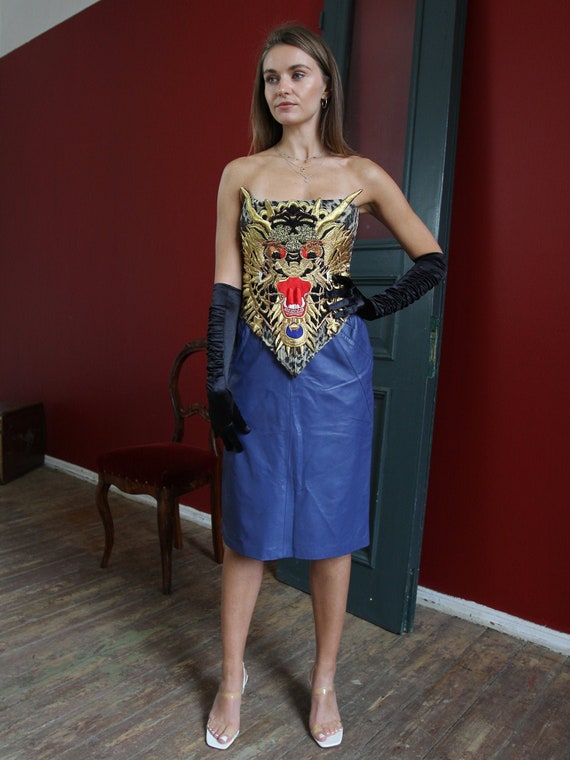 ROBERTO CAVALLI Corset Top, Designer Embroidered T