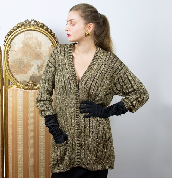 long gold cardigan