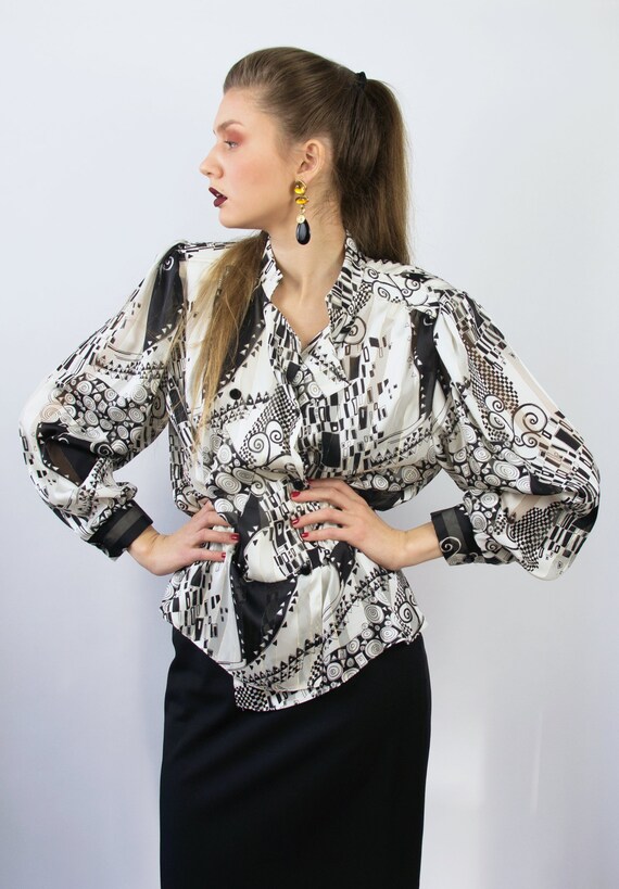 Vintage Abstract Blouse | Statement Blouse | 80's
