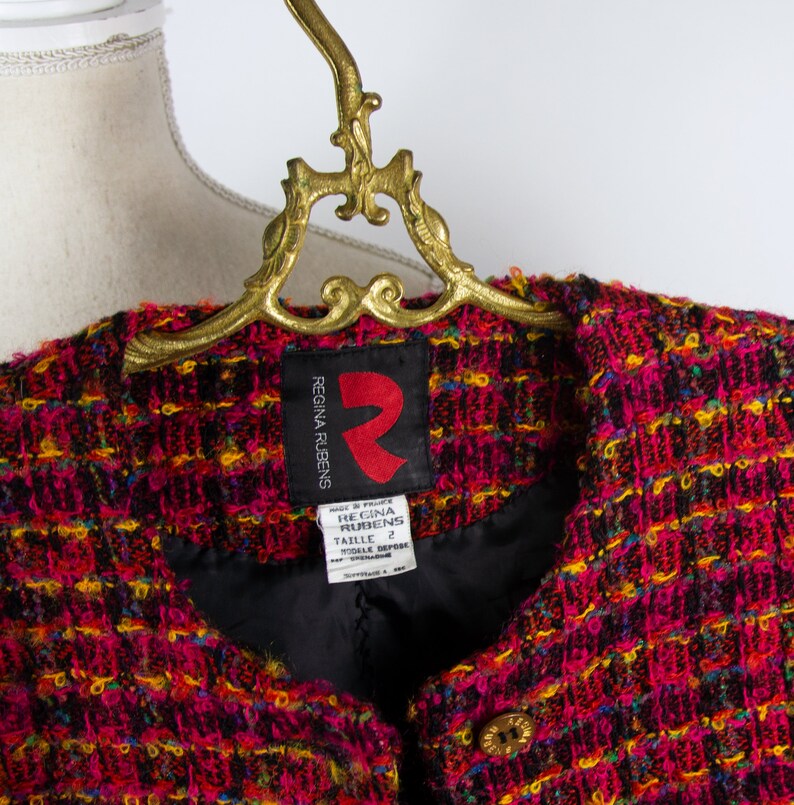 Wool Jacket Vintage Regina Rubens Tweed Jacket Women/'s Red Tweed Blazer