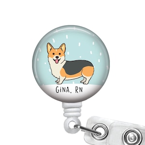 Tri Color Corgi Badge Reel