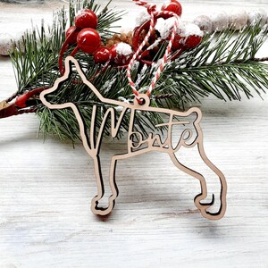 Doberman Shape Christmas Ornament / Personalized Wood Keepsake