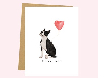 Boston Terrier Valentine's Day Card