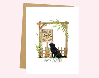 Easter CARD, Labrador Easter Bunny Card Lab Brings Bunny Easter Basket ...