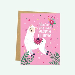 Divertida tarjeta del Día de la Madre de Llama imagen 1