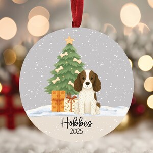 Springer Spaniel Dog Personalized Ornament, Custom Pet Name Christmas Gift, Different Breeds Available