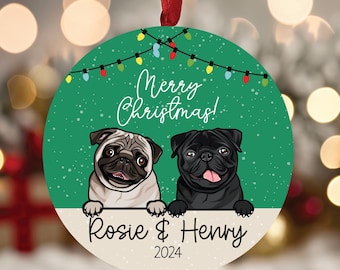 Pug Personalized Christmas Ornament