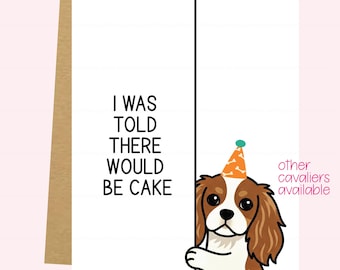 Divertida tarjeta de cumpleaños para un Cavalier King Charles Spaniel