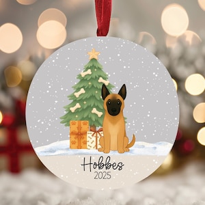 Belgian Malinois Dog Personalized Ornament, Custom Pet Name Christmas Gift, Different Breeds Available