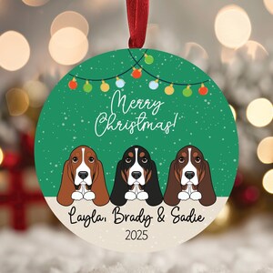 Personalized Basset Hound Christmas Ornament