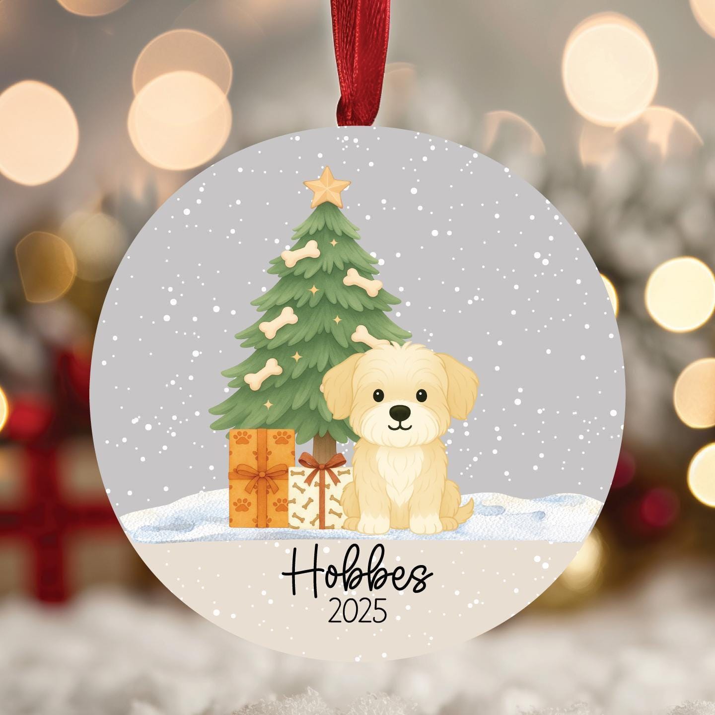 Shorkie Dog Personalized Ornament, Custom Pet Name Christmas Gift, Different Breeds Available