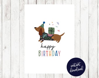 Printable - Dachshund Birthday Card