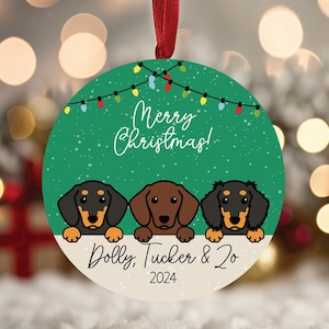 Dachshund Peeking Christmas Ornament