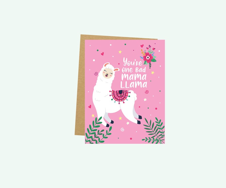 Divertida tarjeta del Día de la Madre de Llama imagen 1