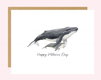 Tarjeta del Día de la Madre con una ballena