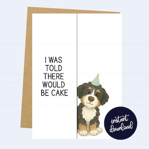 Cartão de aniversário engraçado do Bernedoodle - Download digital para impressão