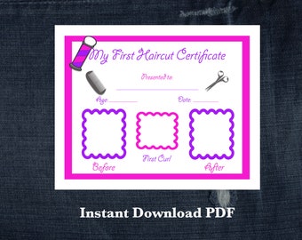 Printable My First Haircut Certificate - Instant Download PDF