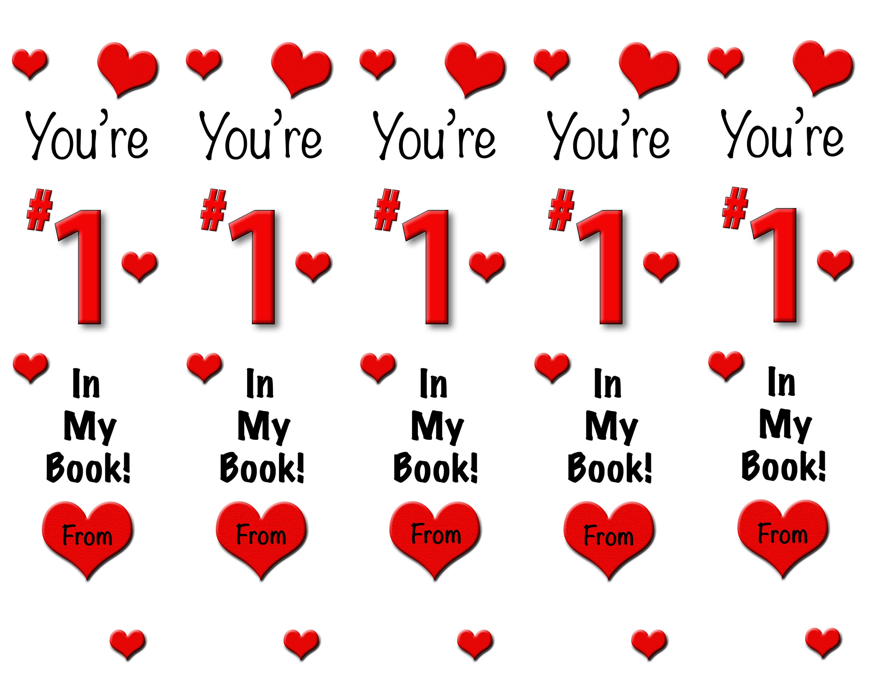 PDF You're Number 1 in My Book Love Hearts Bookmark | Etsy