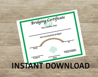 PDF Girl Scouts Bridging Certificate- Instant Download - Printable DIY