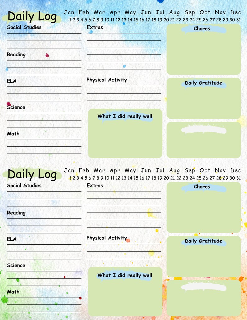 Homeschool Student Log, Homeschool Planner, Student Log Book