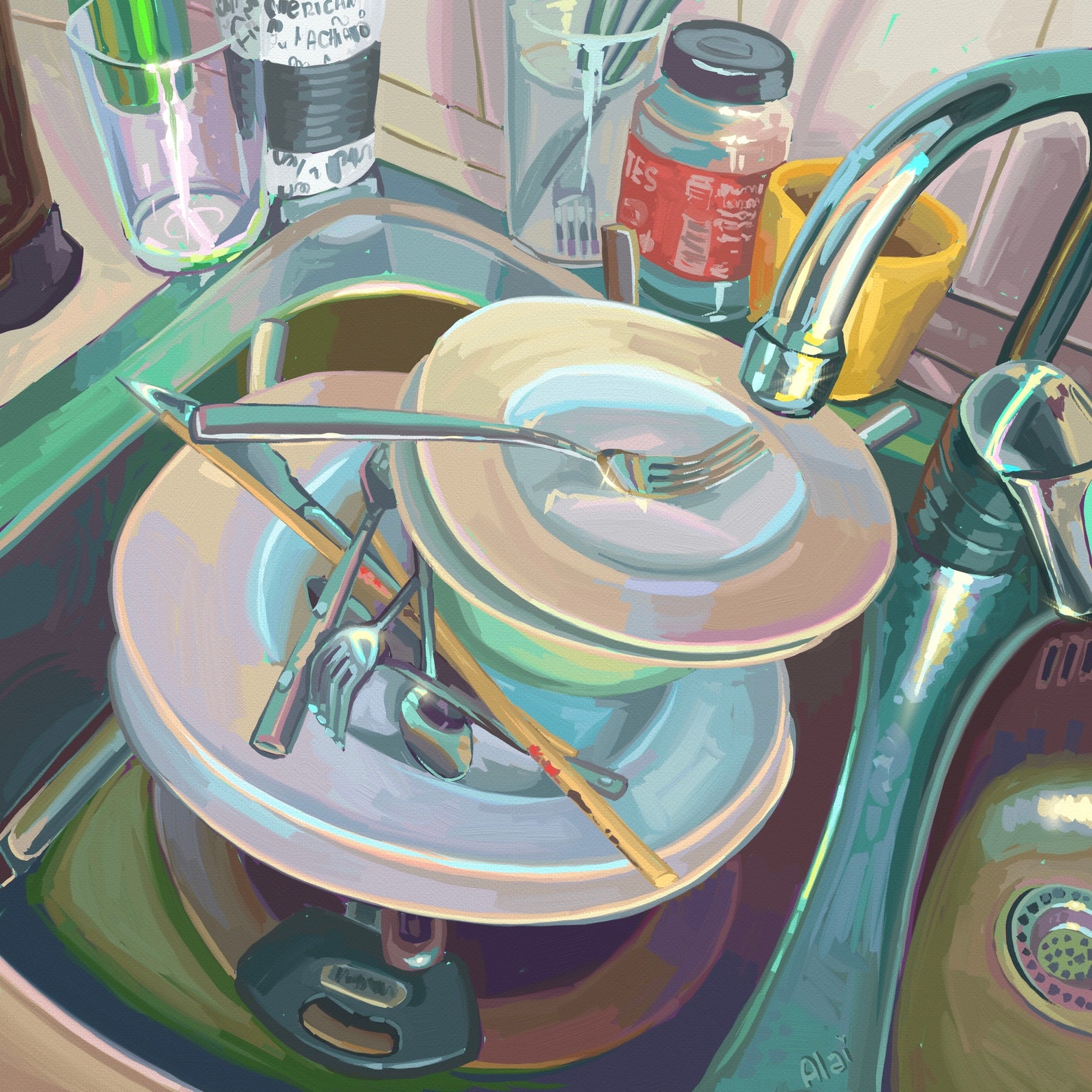 Kitchen Sink II Art Print & Canvas Digital painting Etsy