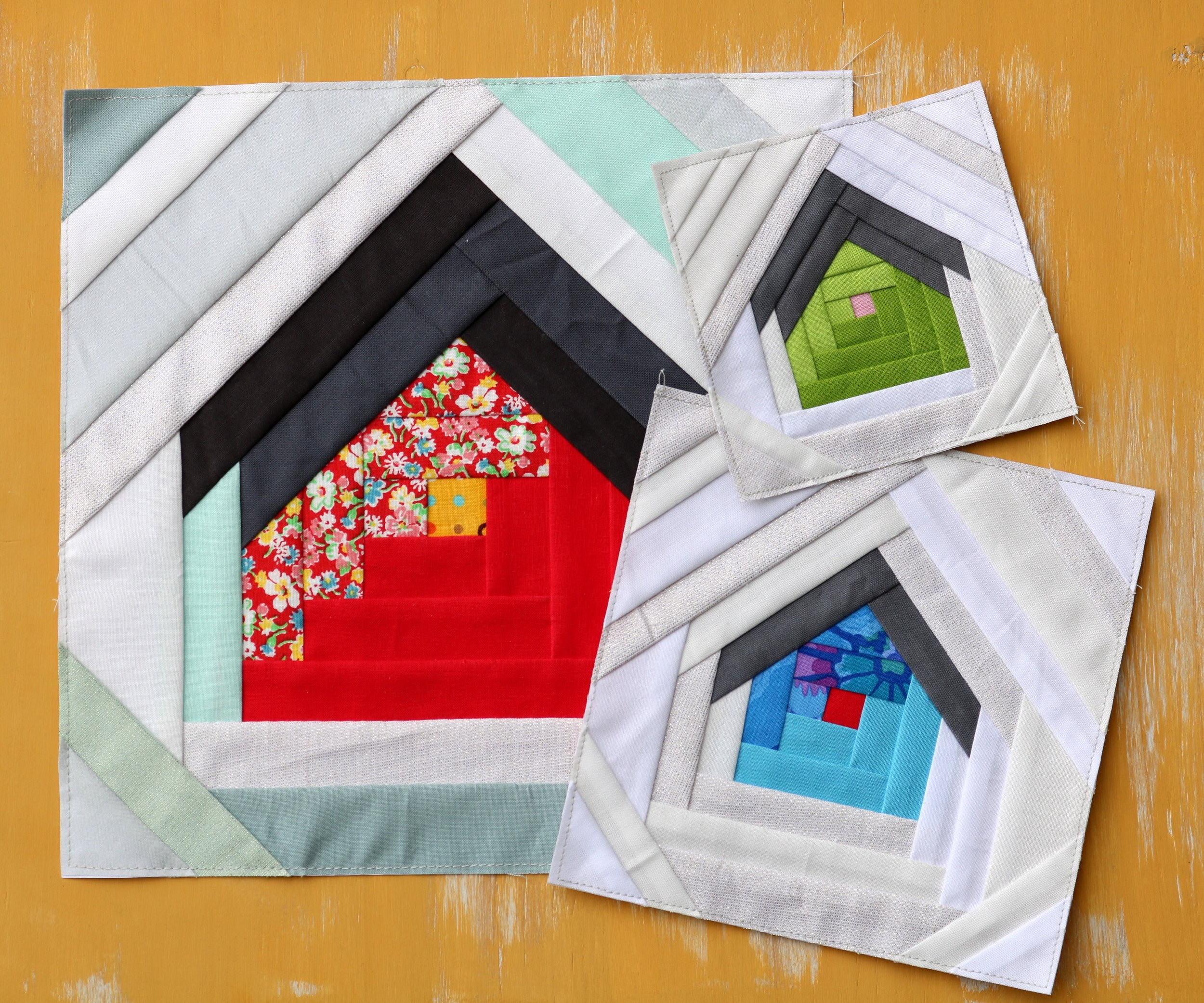 home quilt block paper pieced house log cabin pineapple etsy
