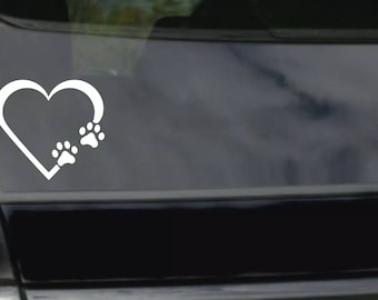 Paw print heart decal sticker