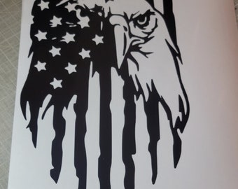 Distress flag with eagle decal / sticker