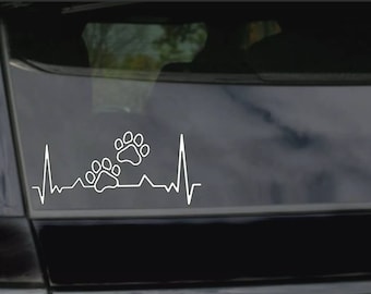 Paw print heartbeat decal sticker