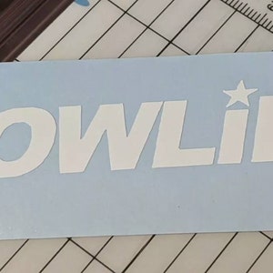 May include: A light blue sticker with the word "LOWLIFE" in white letters and a white star above the word.