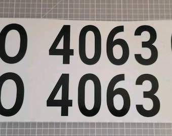 Boat Registration Numbers (set of 2) decal, stickers 3" by 19"