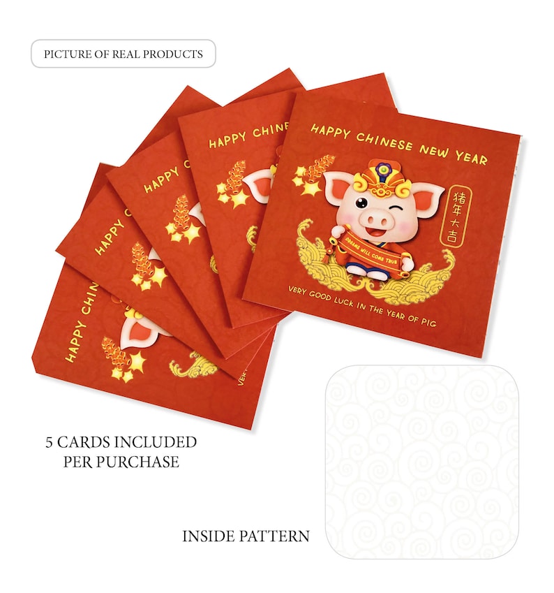 5 of Chinese New Year Cards Free Delivery for 1 UK address | Etsy