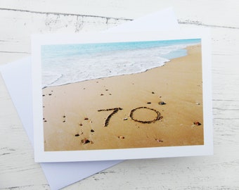 70 in sand blanko Grußkarte