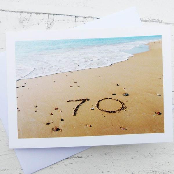 70 in sand blanko Grußkarte