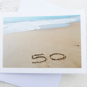 50 in sandfarbene Blanko-Grußkarte