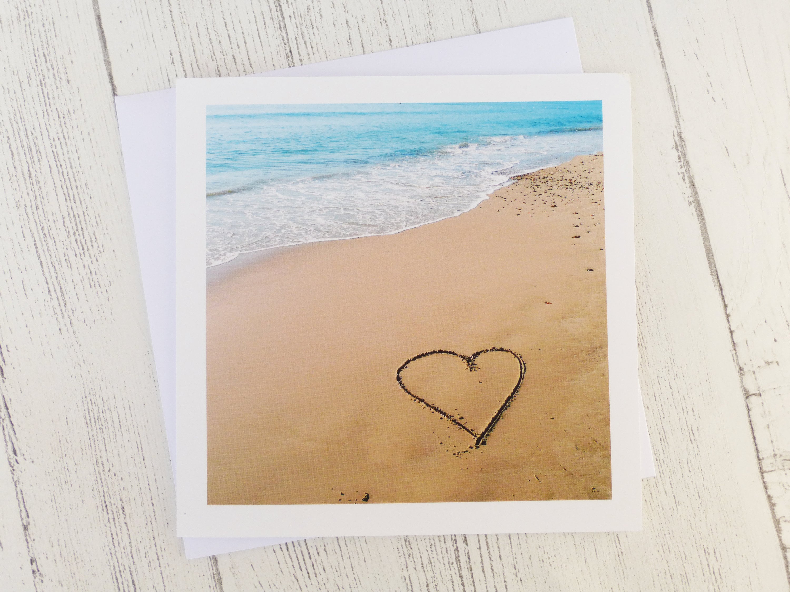 Heart in Sand by the Sea Blank Greeting Card - Etsy
