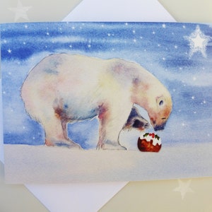 Carte de Noël ours polaire d’une aquarelle originale