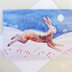 Hase Weihnachtskarte aus einem Original Aquarell
