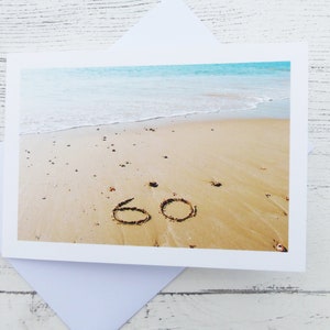 60 in sandfarbene Blanko-Grußkarte