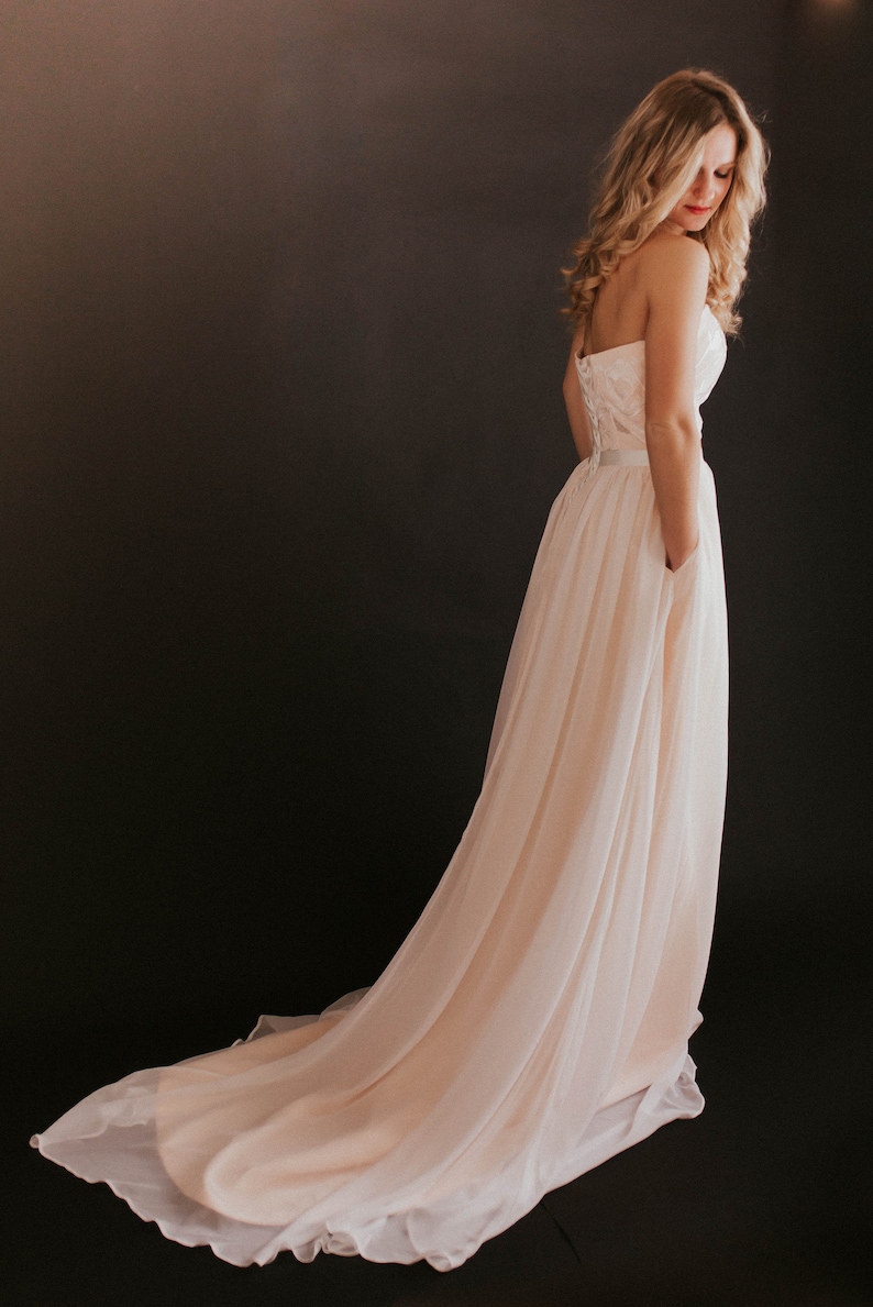 Strapless Lace Wedding Dress Beach Wedding Dress Wedding | Etsy