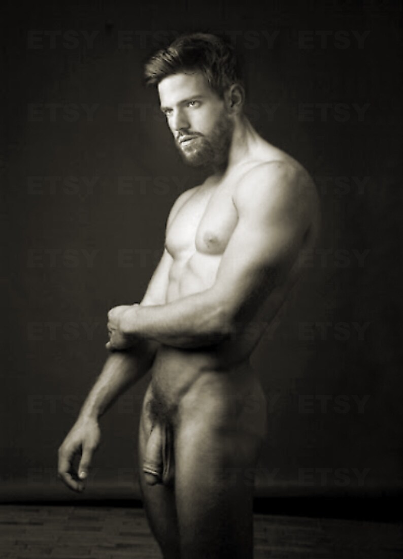 Male nude model Vitage photo 1970s Male Nude Photograph Print image 1.