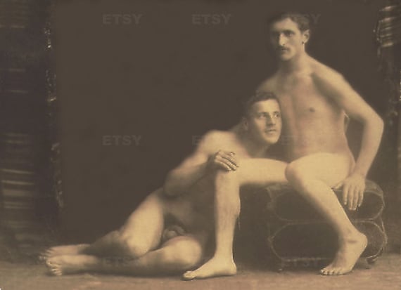 570px x 413px - Gay couple Vintage Photo gay 1880s Male Nude Photography Photograph Print  Naked Man Gay Interest Full Frontal Nudity 6090
